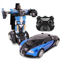 Машинка радіокерована трансформер Robot Car Bugatti Size12 СИНЯ | Робот-трансформер на радіокеруванні 1:12